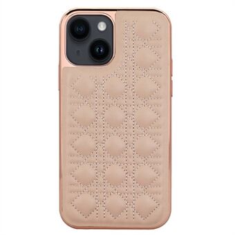 VIETAO Electroplating Phone Case for iPhone 14 Shockproof Case Anti-Fall TPU+PU Leather Rattan Plaid Texture Phone Protector