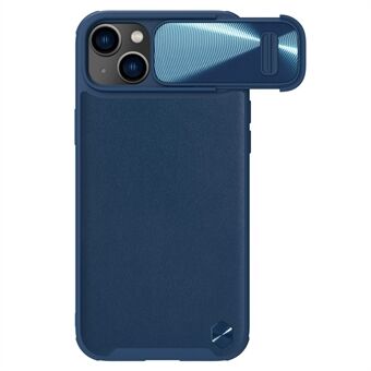 NILLKIN For iPhone 14 Shockproof Case PU Leather Coated Hard PC + Soft TPU Hybrid Case Slide Camera Cover Protective Shell