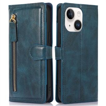 Anti-scratch Phone Case For iPhone 14, Zipper Pocket Wallet Full Protection PU Leather Phone Flip Cover Card Holder with Magnetic Buckle