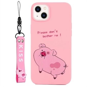 Pattern Printed Phone Case for iPhone 14 Shockproof Cover Anti-Drop Phone Case with Silicone Strap