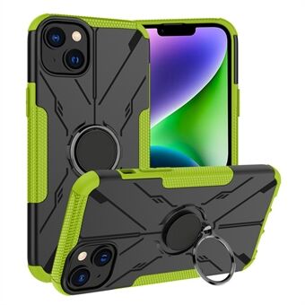 For iPhone 14 PC + TPU Four Corner Airbag Phone Back Cover Ring Kickstand Drop-proof Case