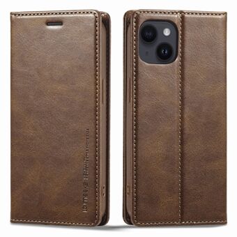 LC.IMEEKE For iPhone 14 RFID Blocking Stand Wallet Case PU Leather Magnetic Auto-absorbed Protective Phone Cover