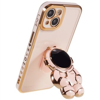 For iPhone 14 TPU Cover 6D Electroplating Phone Case Shell with Astronaut Shaped Kickstand