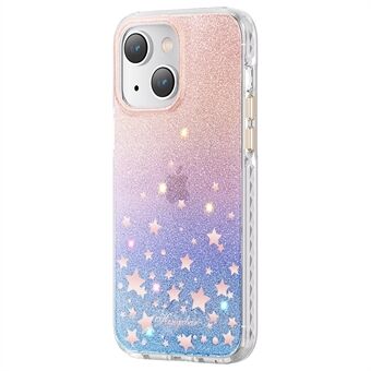 KINGXBAR Shockproof Case for iPhone 14 Sparkle Glitters Phone Case Hard PC+PET IMD Anti-Yellow Phone Shell with Rhinestone Decoration