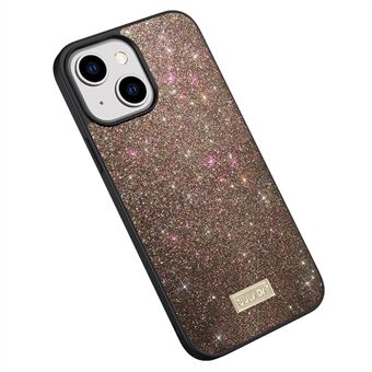 SULADA Shockproof Phone Case For iPhone 14, PU Leather Coated PC + TPU Glitter Sequins Stylish Mobile Phone Cover