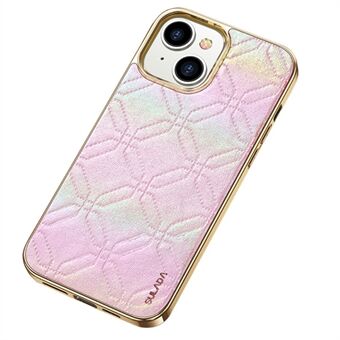 SULADA Shockproof Case for iPhone 14 Anti-Drop Phone Cover Electroplating PU Leather Coated TPU+PC Phone Case