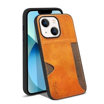 KSQ Style-D For iPhone 14 Single Card Slot PU Leather Coated TPU+Cloth Protective Cover Phone Back Case