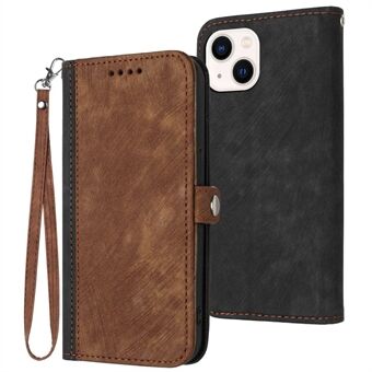 YX0020 Smart Phone Case for iPhone 14 Full Coverage PU Leather Stand Dual Magnetic Clasp Phone Cover Shell with Strap