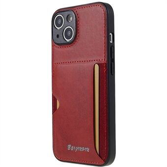 For iPhone 14 Precise Cutout PU Leather+TPU+PC Protective Cover Card Slot Design Anti-scratch Phone Case