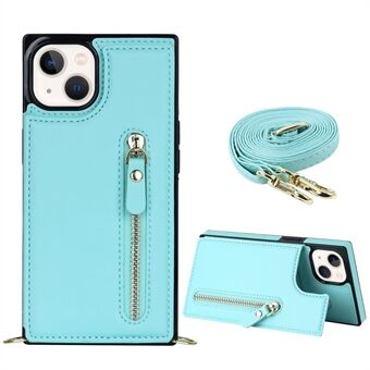 Protective Case for iPhone 14 Anti-Fall Phone Case TPU PU Leather Wallet Phone Cover with Zippered Pouch / Shoulder Strap