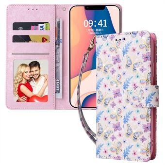 For iPhone 14 Lacquered PU Leather Anti-drop Case RFID Blocking Flip Stand Wallet Phone Shockproof Cover