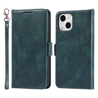 For iPhone 14 Shockproof Flip Leather Phone Case Retro Wallet Stand Magnetic Clasp Phone Cover with Strap