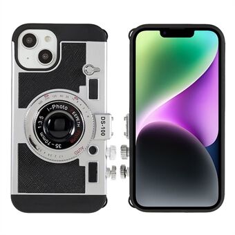 For iPhone 14 3D Retro Camera Design Phone Case PU Leather + TPU + PC Anti-Scratch Cover with Detachable Lanyard