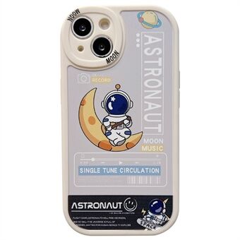 For iPhone 14 Letter Astronaut Pattern Phone Case Precise Cutout Lens Protection Flexible TPU Cover