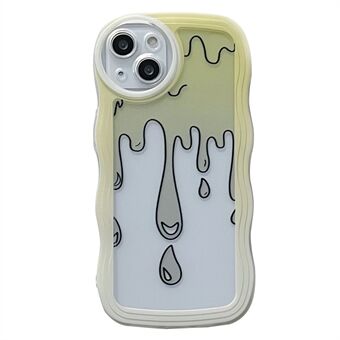 For iPhone 14 Water-drop Pattern Printing Back Case Soft TPU Wavy Edge Comfortable Grip Anti-Scratch Shockproof Phone Case