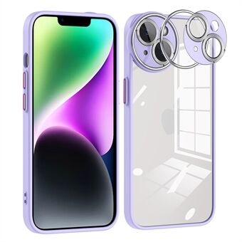 For iPhone 14 Big Eyes Series Precise Cutout Glass Lens Protector Phone Case Transparent PC Back + TPU Frame Cover