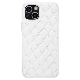 For iPhone 14 Rhombus Texture Design Phone Case PU Leather+TPU Shockproof Non-Slip Grip Protective Cover