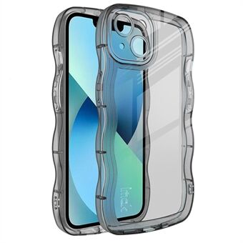 IMAK UX-8 Series Wavy Shape Soft TPU Phone Case for iPhone 14, Transparent Anti-Scratch Protective Back Cover