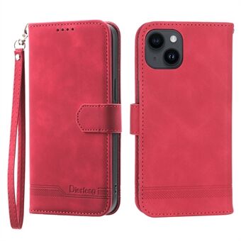 DIERFENG DF-03 Drop-proof Phone Case for iPhone 14, Lines Imprinted Leather Cell Phone Cover with Wallet Stand