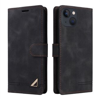 007 Series for iPhone 14 Wallet Flip Cover PU Leather Skin-touch Stand Magnetic Phone Case