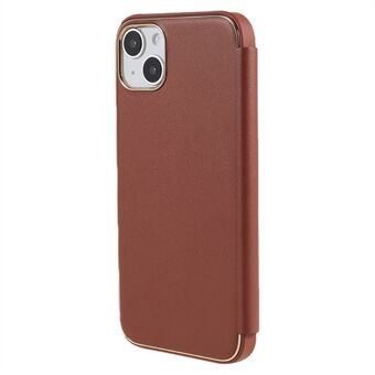 Electroplating Phone Cover for iPhone 14 Anti-drop PU Leather+PC+TPU Stand Case Cellphone Shell