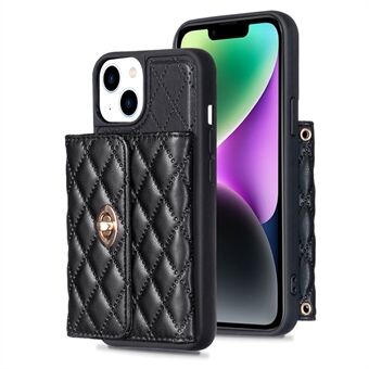 BF21-Style For iPhone 13 / 14 PU Leather+TPU Phone Case Card Holder Kickstand Cover with Shoulder Strap