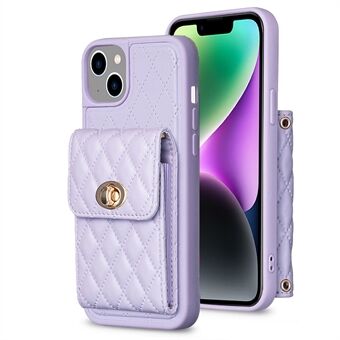 BF20-Style For iPhone 13 6.1 inch / iPhone 14 Case PU Leather TPU Phone Shell with Card Holder, Strap