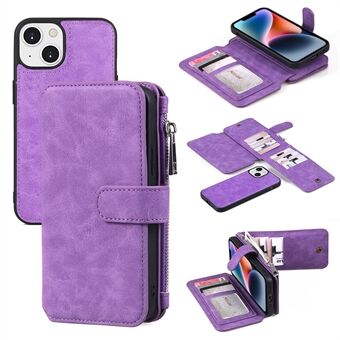 MEGSHI 007 Series for iPhone 14 TPU PC Phone Case Detachable PU Leather Wallet Phone Shell