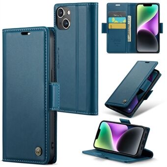 CASEME 023 Series RFID Blocking Wallet Case for iPhone 14 , PU Leather Stand Cell Phone Cover