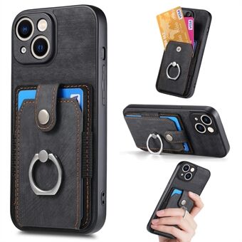 Slim Case for iPhone 14 Kickstand Phone Case Card Holder Shockproof Phone Cover PU Leather TPU PC Shell