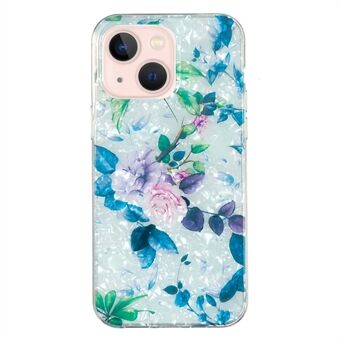 Shockproof Case for iPhone 14 TPU Phone Case IMD Marble Flower Shell Pattern Slim Phone Cover