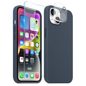 NORTHJO For iPhone 14 Magnetic Silicone Phone Case Compatible with Magsafe with Tempered Glass Film+Camera Lens Protector