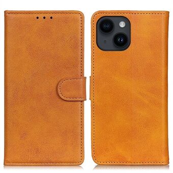 Mobile Phone Case for iPhone 14 , Cowhide Texture PU Leather+TPU Cover Foldable Stand Wallet