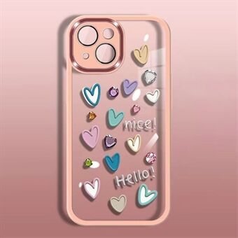 Love Heart Pattern Case for iPhone 14 , Anti-Scratch Soft TPU Phone Cover with Camera Lens Film