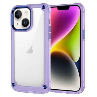 For iPhone 14 Alloy Lens Frame Skin-touch Phone Case PC+TPU Clear Back Cover