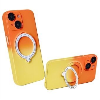 For iPhone 14 Magnetic Phone Case Soft TPU Rotating Kickstand Gradient Cover with Lens Protector