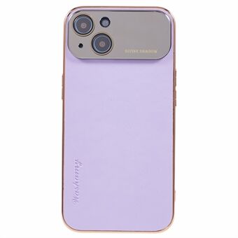 For iPhone 14 PU Leather+TPU+PC Electroplating Case Acrylic Lens Frame Protective Phone Cover