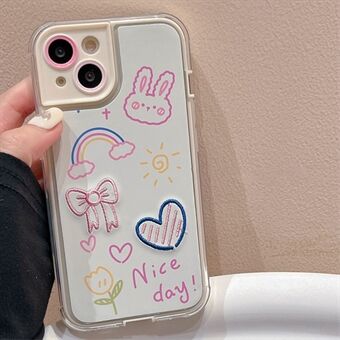 For iPhone 14 TPU Phone Protective Case Cute Butterfly and Love Embroidery Phone Back Cover