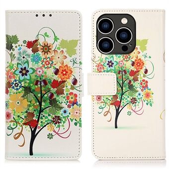 For iPhone 14 Pro 6.1 inch Pattern Printing Wallet Case PU Leather Shockproof TPU Stand Magnetic Closure Protective Flip Cover