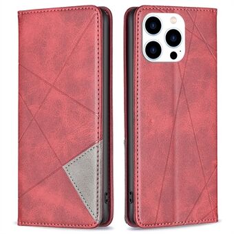 BF Imprinting Pattern Series-1 for iPhone 14 Pro 6.1 inch Geometric Imprinted Shockproof PU Leather Cover Card Holder Anti-fall Phone Stand Case