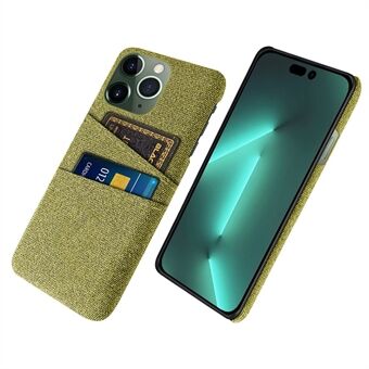 For iPhone 14 Pro 6.1 inch Cloth + PC Dual Layer Phone Case Cloth Texture Double Card Slots Protective Cover