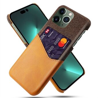 For iPhone 14 Pro 6.1 inch Smartphone Cover Card Slot Cloth Texture PU Leather Coated Hard PC Phone Case