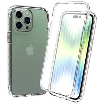 For iPhone 14 Pro 6.1 inch 3-in-1 Hybrid PC + TPU All-around Protection Cover Gradient Wear-resistant Mobile Phone Case with PET Screen Protector