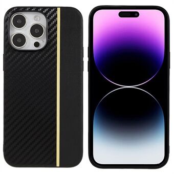 For iPhone 14 Pro Carbon Fiber Texture Drop-proof Phone Case PU Leather Coated PC Ultra Slim Protective Cover