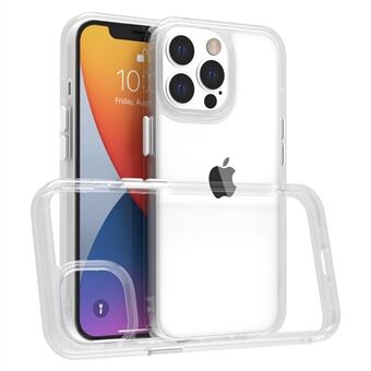 For iPhone 14 Pro Transparent 9H Hardness Tempered Glass Back Case Matte TPU Frame Drop-proof Phone Cover