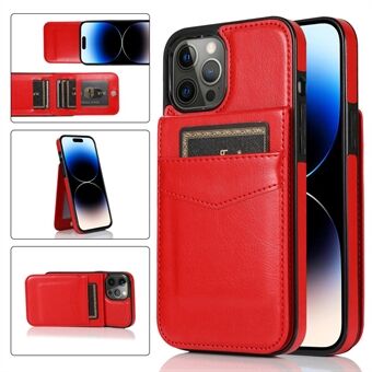 Leather Coated TPU Case for iPhone 14 Pro , Card Holder Cell Phone Kickstand Cover