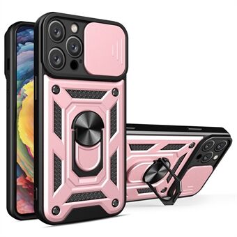 Anti-fingerprint Phone Shell for iPhone 14 Pro 6.1 inch, Kickstand Slide Camera Protection PC + TPU Anti-scratch Phone Cover Case