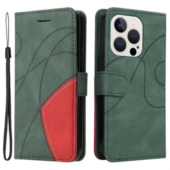 KT Leather Series-1 for iPhone 14 Pro 6.1 inch Wallet Stand Shockproof Phone Case Dual-color Splicing PU Leather TPU Cover