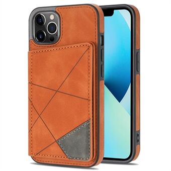 For iPhone 14 Pro 6.1 inch Line Splicing Imprinted PU Leather Phone Case with Card Slots Kickstand Protective Back Cover