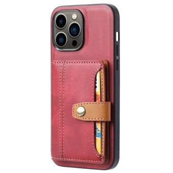 For iPhone 14 Pro 6.1 inch PU Leather Coated TPU Case Card Slot Holder Kickstand Magnetic Phone Cover